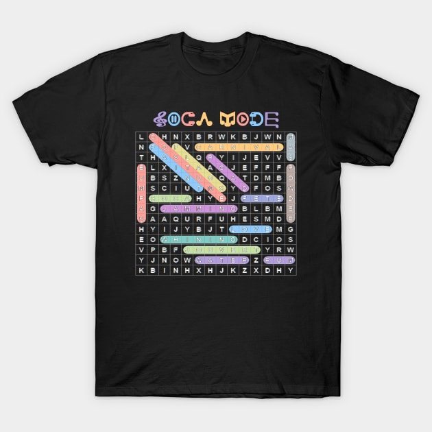 Soca Music Culture Word Search Puzzle | White Print T-Shirt by Soca-Mode